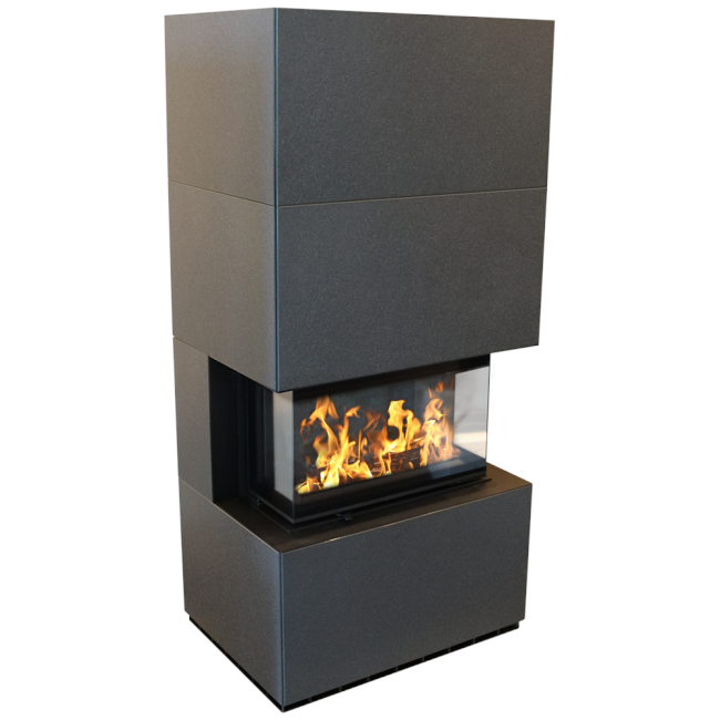 Kratki Kaminbausatz NBC 7 - 3-seitig | Granit grau | 7 kW ➔ klimaworlv.com
