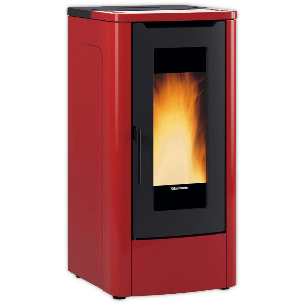 Extraflame beluefteter Pelletofen TEOREMA PLUS 5.0 Bordeaux | Klimaworld.com