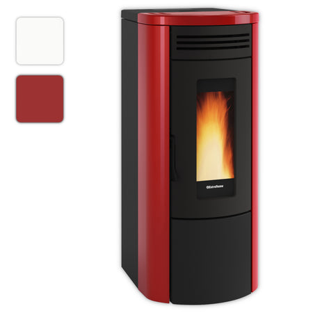 Farbwahlbild: Extraflame COSTANZA IDRO 5.0 Pelletofen in Rot mit schmaler Sichtscheibe, sichtbare Flammen | Klimaworld.com