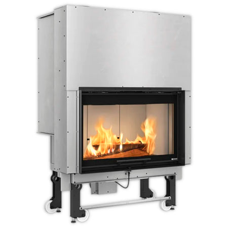 La Nordica Kamineinsatz MONOBLOCCO 90PA 2.0 mit grossem Glasfenster und sichtbaren Flammen im Metallkoerper | Klimaworld.com
