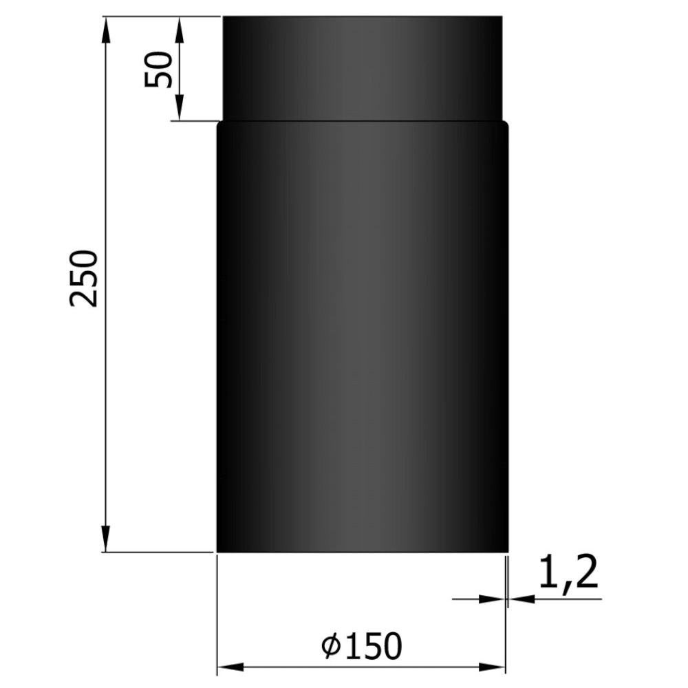 TermaTech | Rauchrohr | Ø 150 | 250 mm | Schwarz emailliert