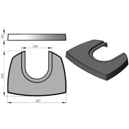 TermaTech | Guss-Topplatte für Kaminöfen TT30/TT30G | Schwarz