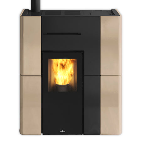 Rechteckiger Pelletofen BLADE H 15 EVO von Edilkamin mit Keramikverkleidung in Beige | Klimaworld.com