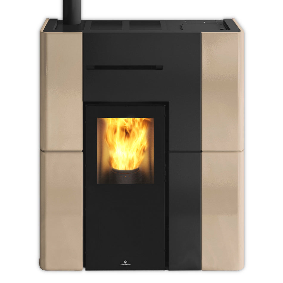 Rechteckiger Pelletofen BLADE H 15 EVO von Edilkamin mit Keramikverkleidung in Beige | Klimaworld.com