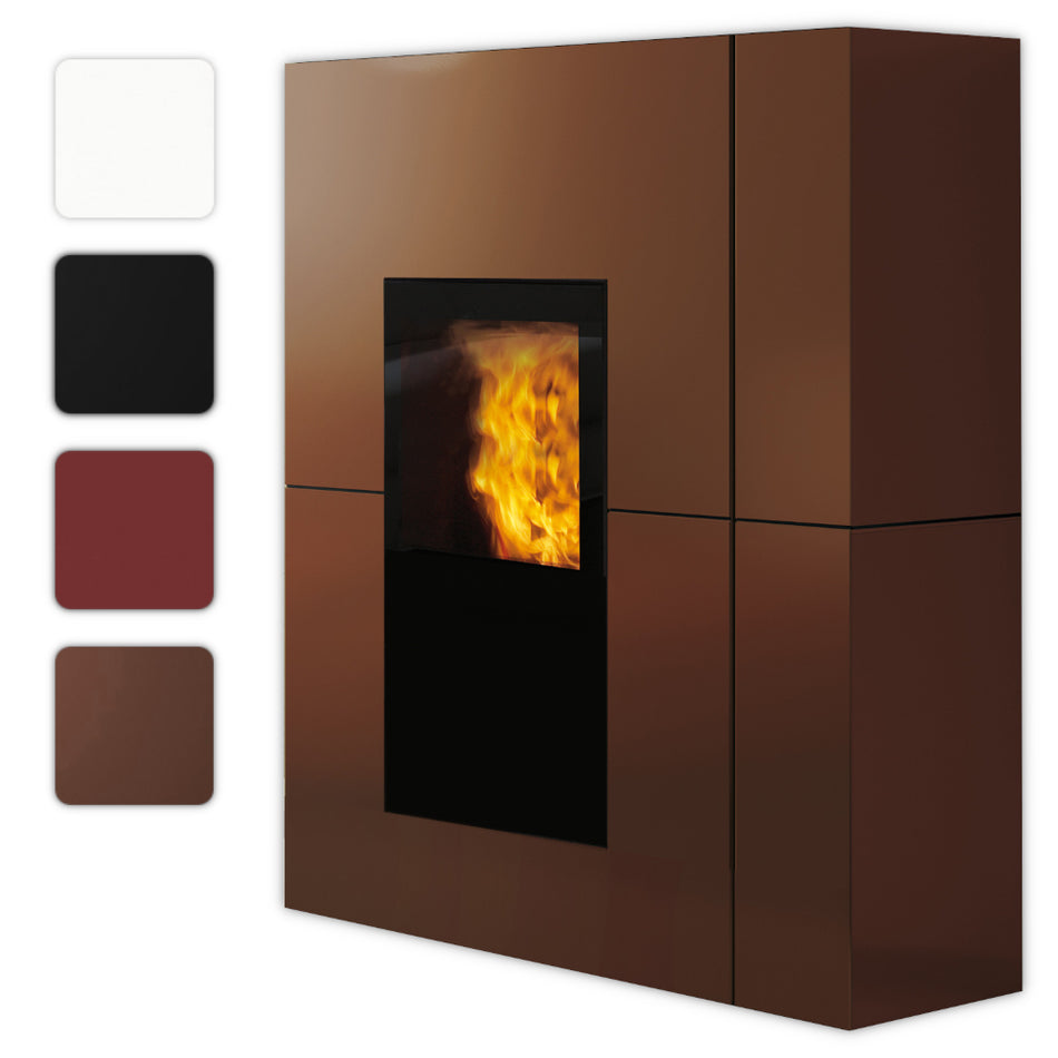 Edilkamin wasserfuehrender Kaminofen BLADE H 23 EVO, Stahl, Abbildung Farbkacheln weiß, schwarz, bordeaux, bronze | Klimaworld.com