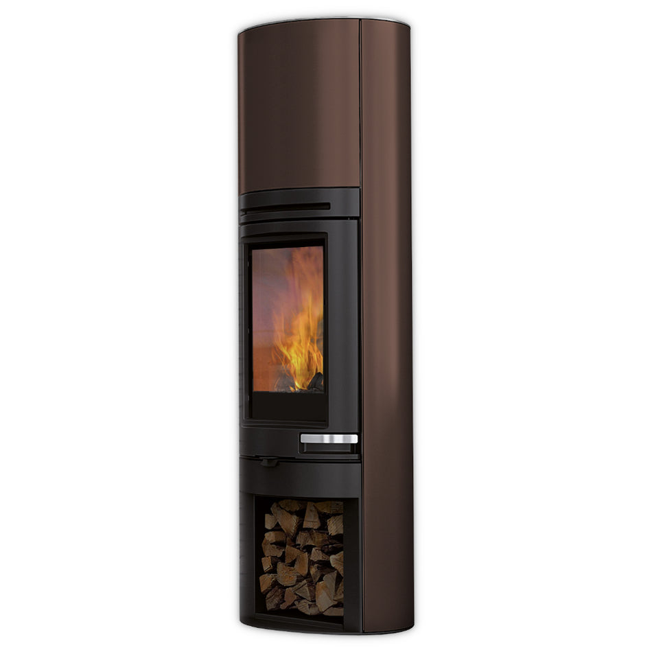 Edilkamin bronze Kaminofen Tally S Int mit Holzlagerfach und Flammenbild | klimaworld.com