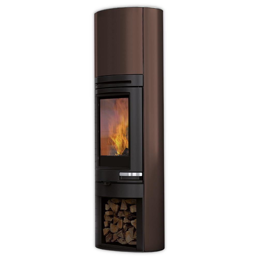 Edilkamin bronze Kaminofen Tally S Int mit Holzlagerfach und Flammenbild | klimaworld.com