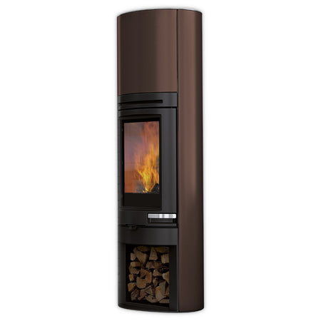 Edilkamin bronze Kaminofen Tally S Int mit Holzlagerfach und Flammenbild | klimaworld.com