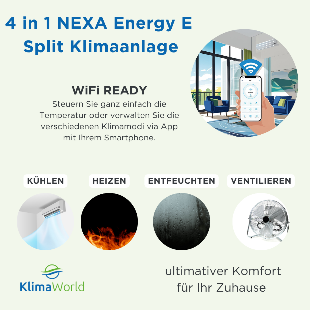 Split Klimaanlage - NEXA Energy E - WiFi Werbebanner | klimaworld.com