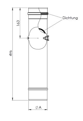 Pelletrohr Verbindungsleitung Längenelement 500mm DN 100mm mit Revision 