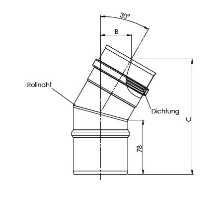 Pelletrohre Pellet Winkel 30° Verbindungsleitung DN 100mm