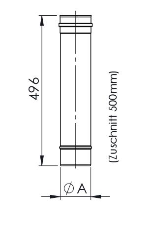 Pelletrohr Verbindungsleitung Längenelement 500mm DN 100mm