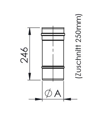 Pelletrohr Verbindungsleitung Längenelement 250mm DN 80mm