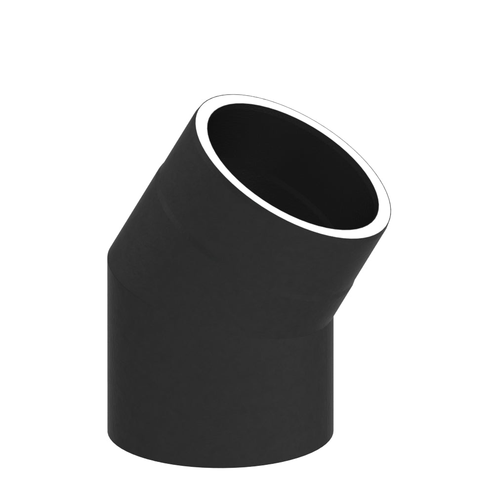 Jeremias | Ofenrohr | Winkel 30° ohne Tür | Schwarz | Ø 150 mm