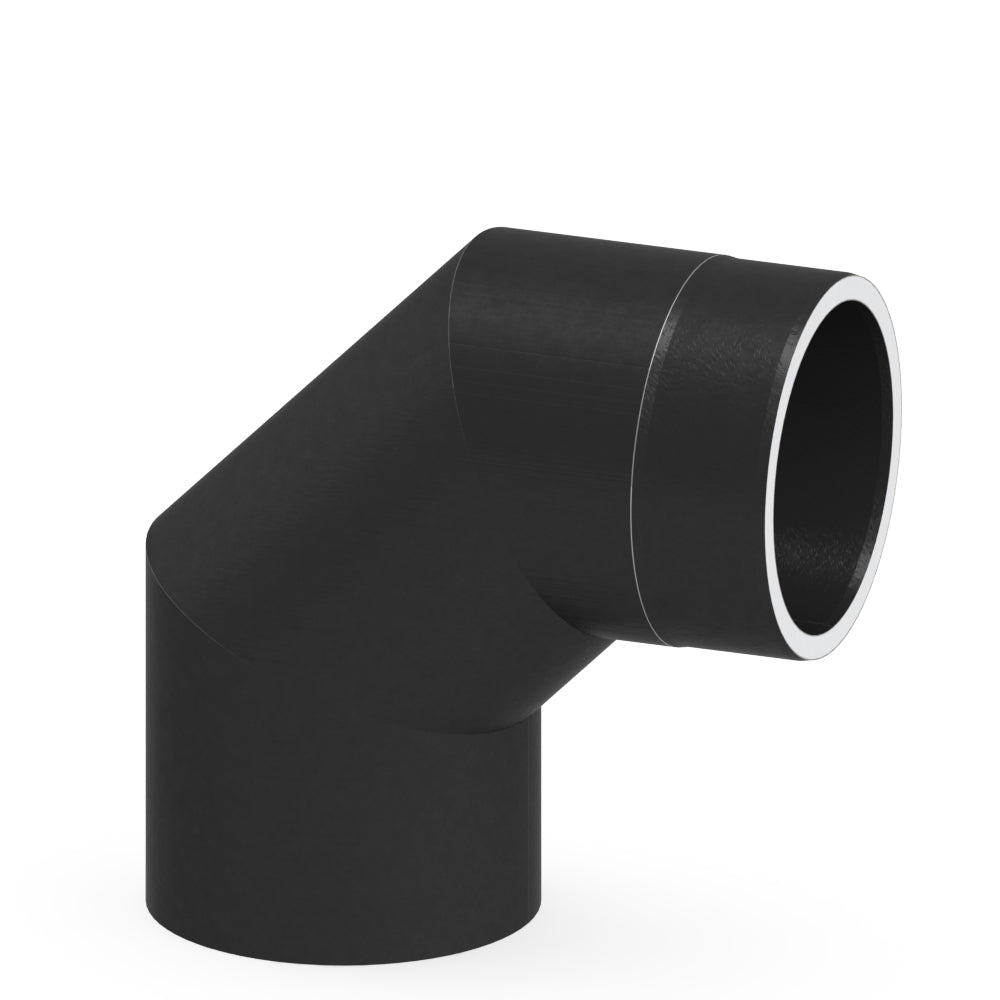Jeremias | Ofenrohr | Winkel 90° ohne Tür | Schwarz | Ø 150 mm 
