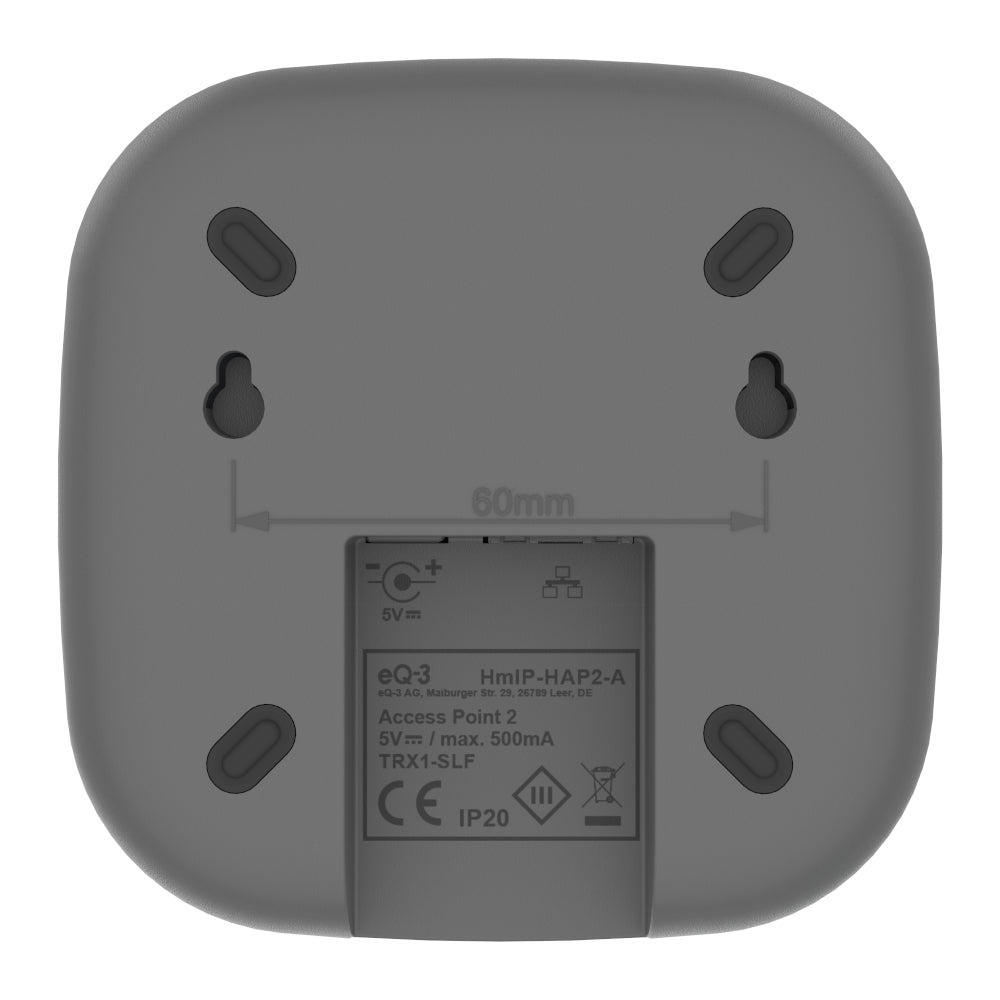 Homematic IP anthrazitfarbener Access Point, Steuerzentrale, Ansicht der Rueckseite | klimaworld.com