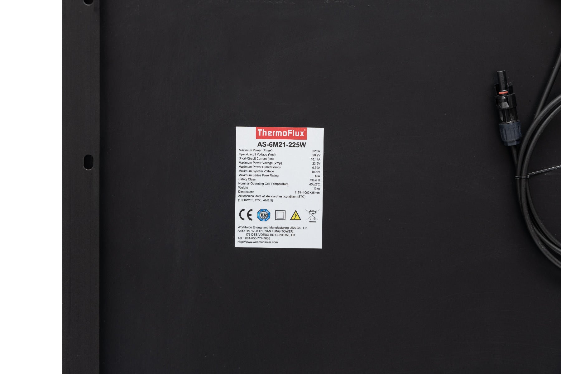 ThermoFlux Solarmodul AS-6M21 | monokristallin | 225 Watt | Typenschild