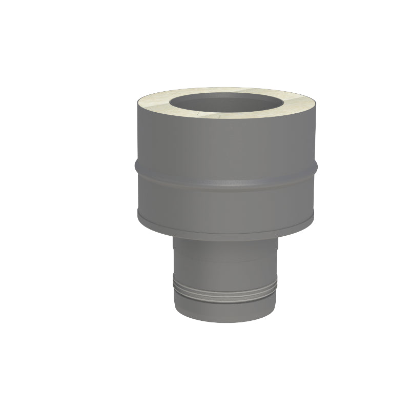 Pellet - Ofenrohr | Übergang | EW-PV - DW-FU | gussgrau | Ø 80mm