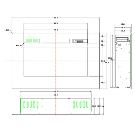 Aflamo LED Elektrokamin Majestic 26, Masszeichnung | klimaworld.com
