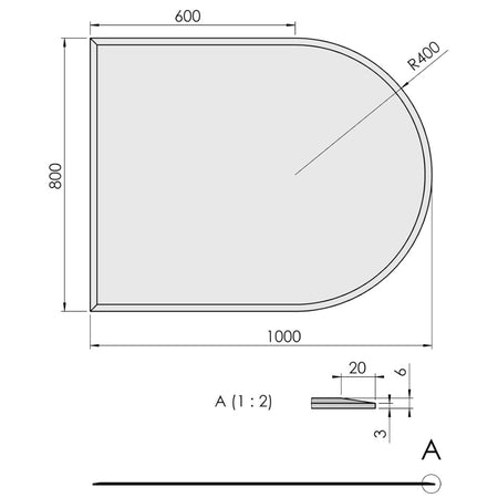 TermaTech | Glas-Bodenplatte | Halbkreis Facet | Größe wählbar