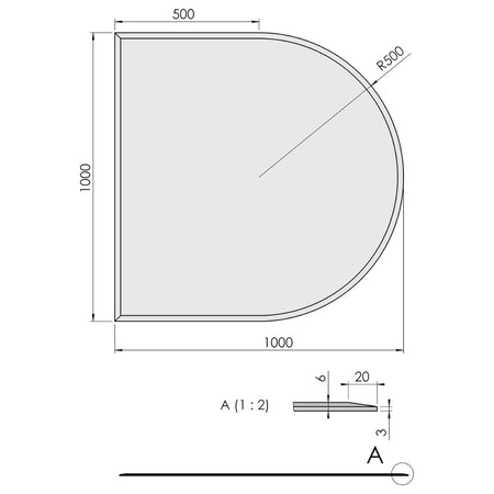 TermaTech | Glas-Bodenplatte | Halbkreis Facet | Größe wählbar