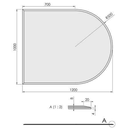 TermaTech | Glas-Bodenplatte | Halbkreis Facet | Größe wählbar