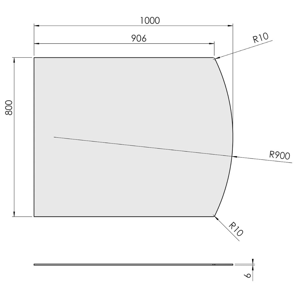 TermaTech | Bodenplatte Segmentbogen | 800×1000×6 mm | Glas