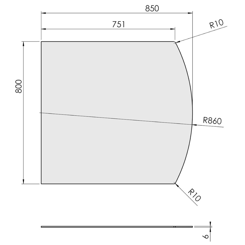 TermaTech | Glas-Bodenplatte | Segmentbogen | Größe wählbar