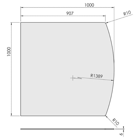 TermaTech | Bodenplatte Segmentbogen | 1000×1000×6 mm | Glas