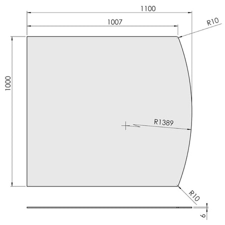 TermaTech | Bodenplatte Segmentbogen | 1000×1100×6 mm | Glas