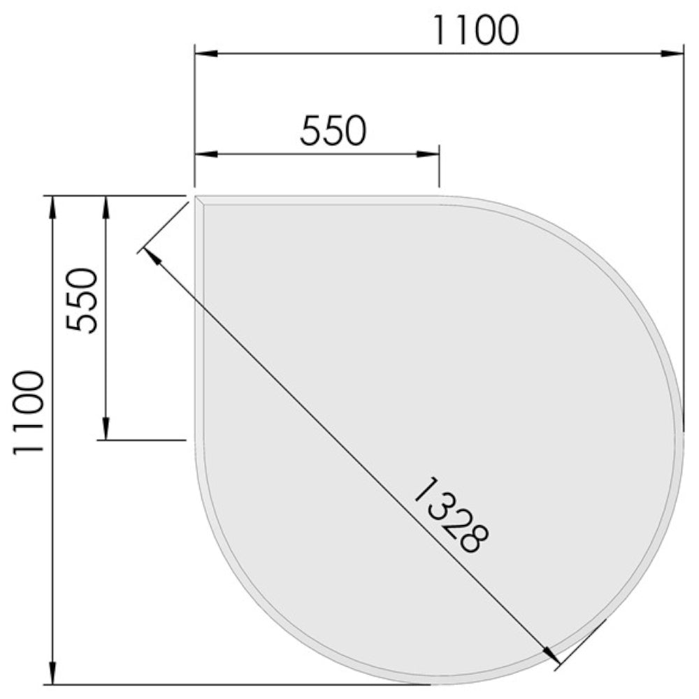 TermaTech | Bodenplatte Tropfen Facet | 1100×1100×6 mm | Glas