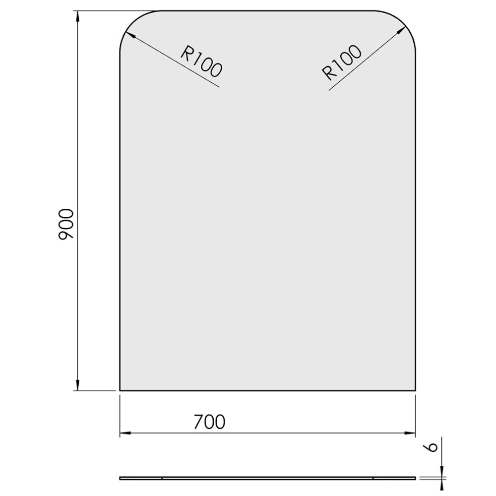 TermaTech | Bodenplatte Rechteck | 700×900×6 mm | Glas