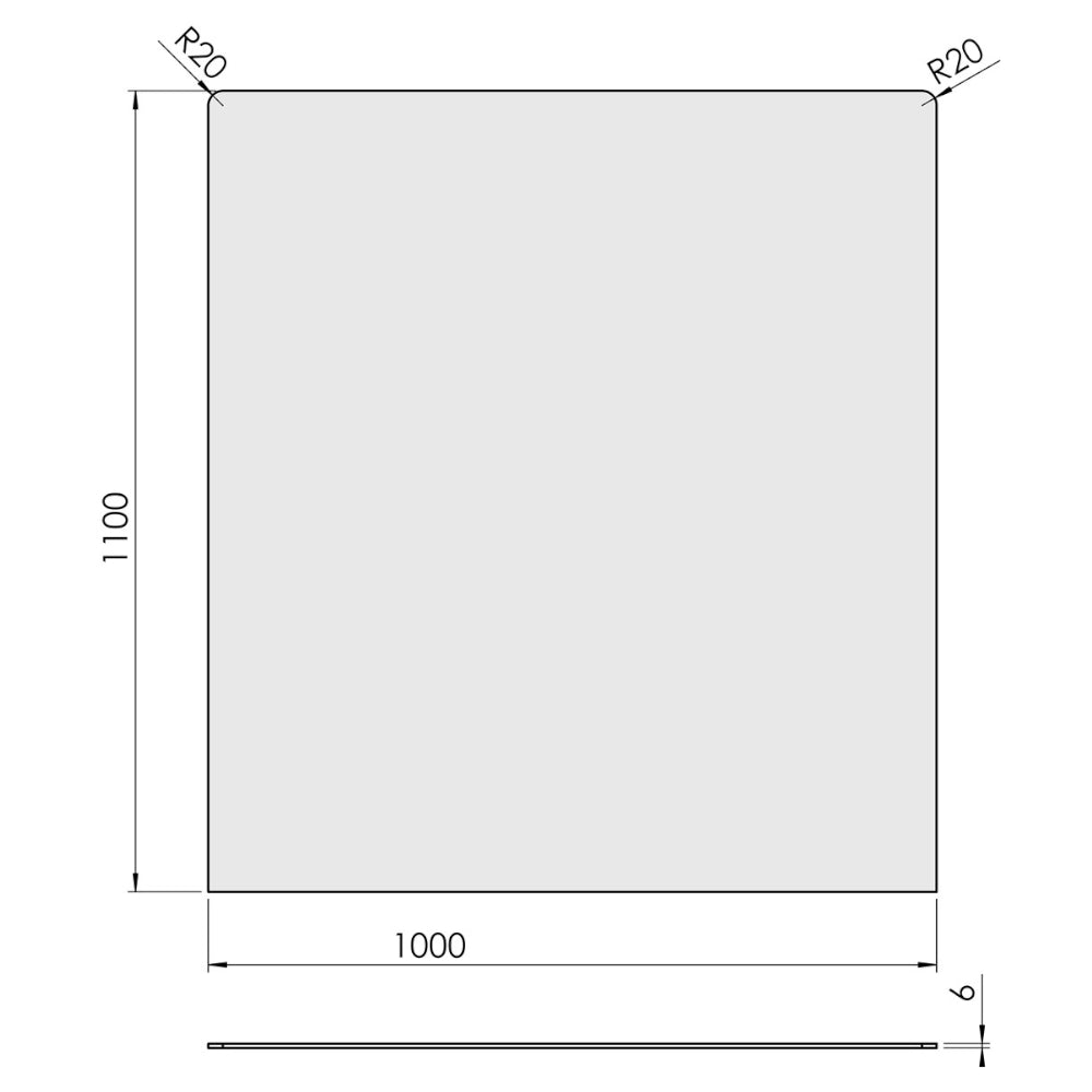 TermaTech | Bodenplatte Rechteck | 700×900×6 mm | Glas