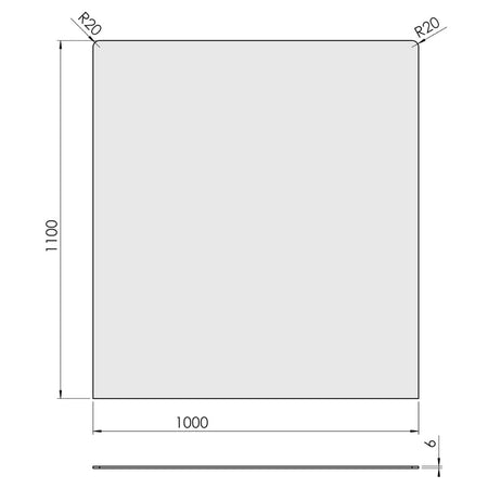 TermaTech | Bodenplatte Rechteck | 700×900×6 mm | Glas