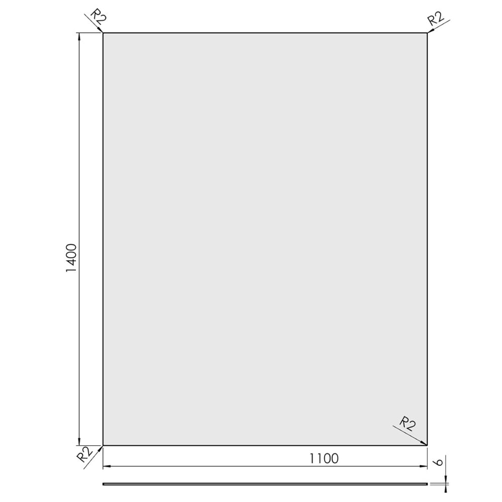 TermaTech | Bodenplatte Rechteck | 1100×1400×6 mm | Glas