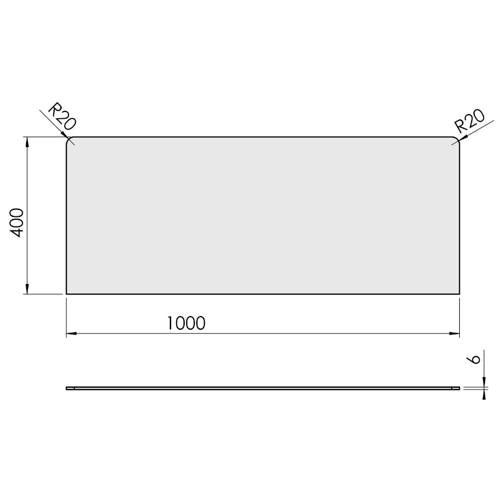 TermaTech | Bodenplatte Rechteck | 400×1000×6 mm | Glas