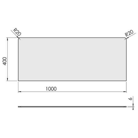 TermaTech | Bodenplatte Rechteck | 400×1000×6 mm | Glas