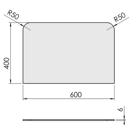 TermaTech | Bodenplatte Rechteck | 400×600×6 mm | Glas
