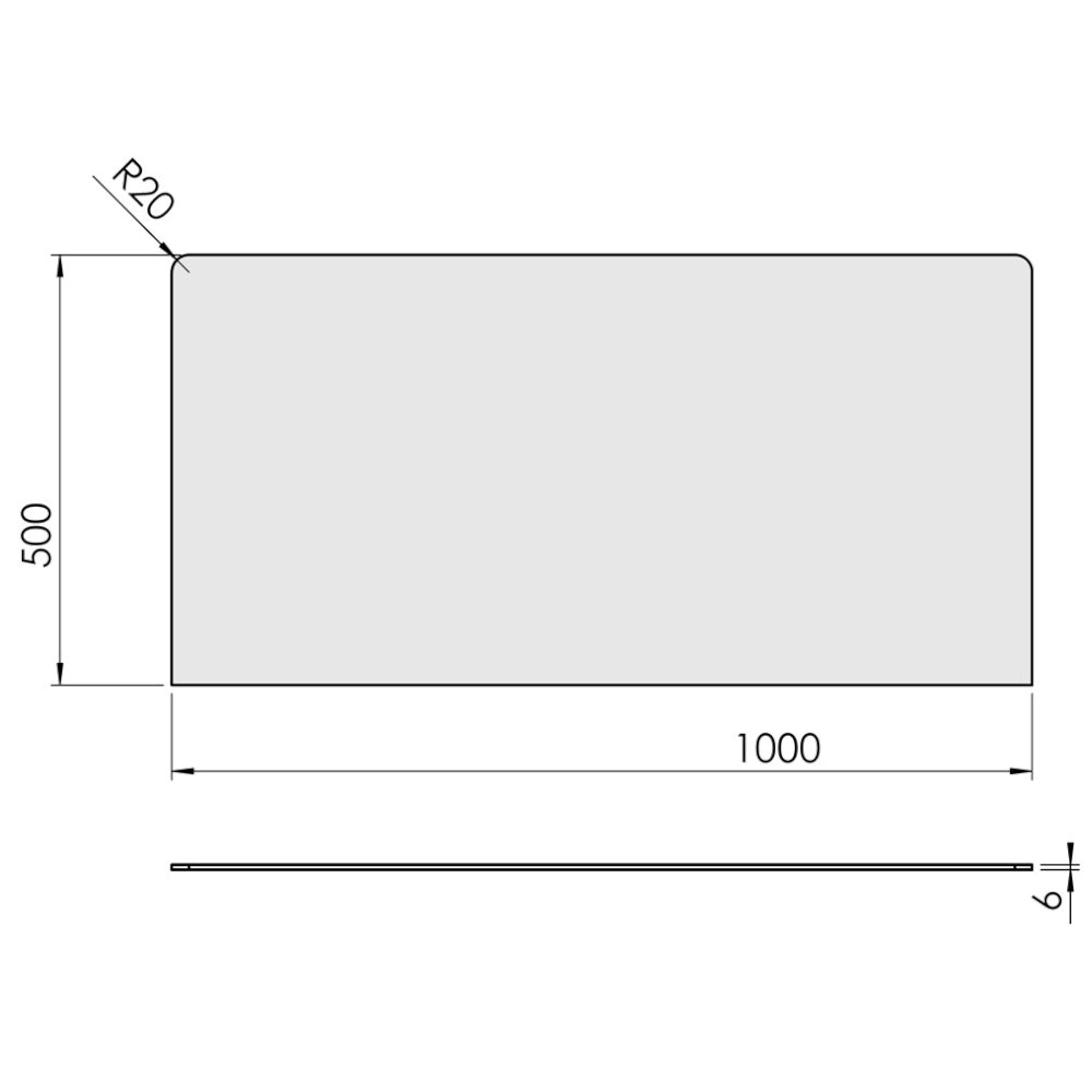 TermaTech | Bodenplatte Rechteck | 500×1000×6 mm | Glas