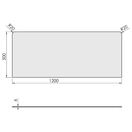 TermaTech | Bodenplatte Rechteck | 500×1200×6 mm | Glas