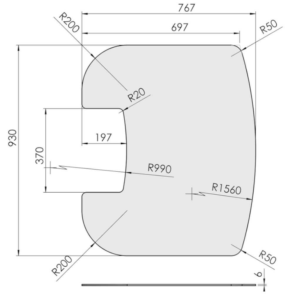 TermaTech | Form-Vorlegeglasplatte für Kaminofen TT30