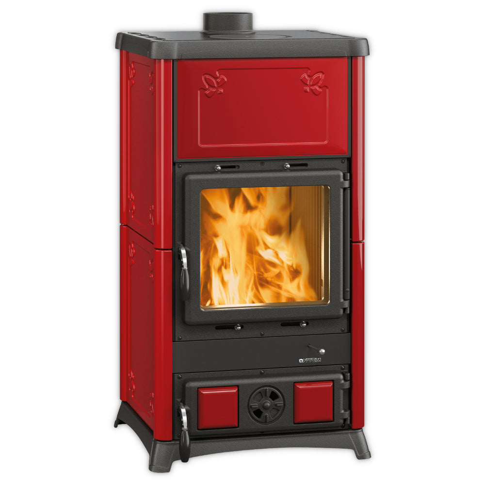 La Nordica Kaminofen FEDORA.16 in Bordeaux mit Flammenbild Beispiel | Klimaworld.com