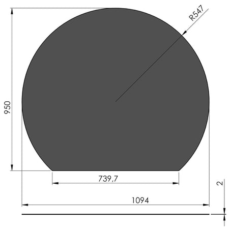 TermaTech | Stahl-Bodenplatte Kreisabschnitt | 1094×950×2 mm | Schwarz