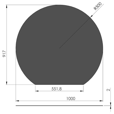 TermaTech | Stahl-Bodenplatte Kreisabschnitt | 1000×917×2 mm | Schwarz