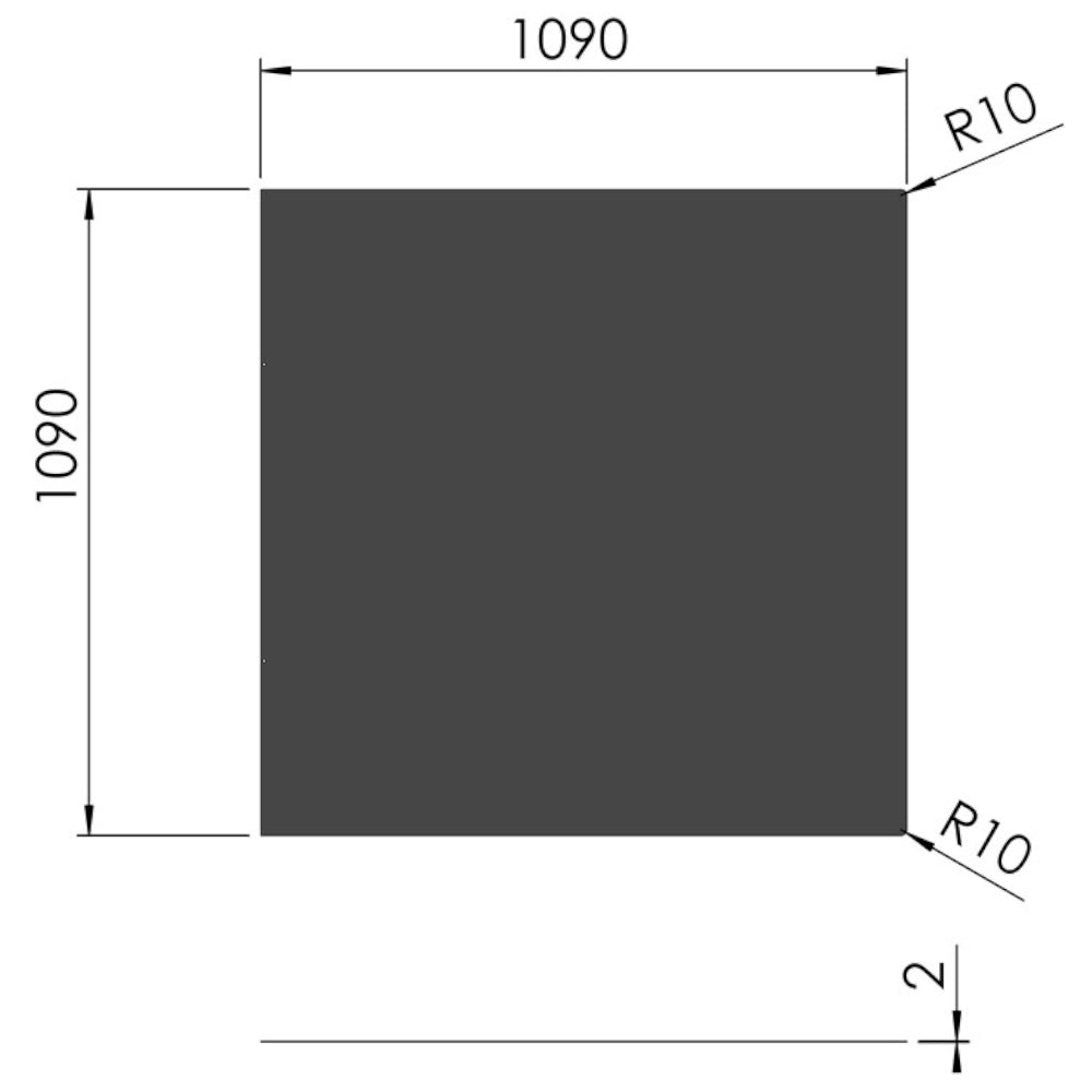 TermaTech | Bodenplatte Quadrat | 1090×1090×2 mm | Stahl | Schwarz