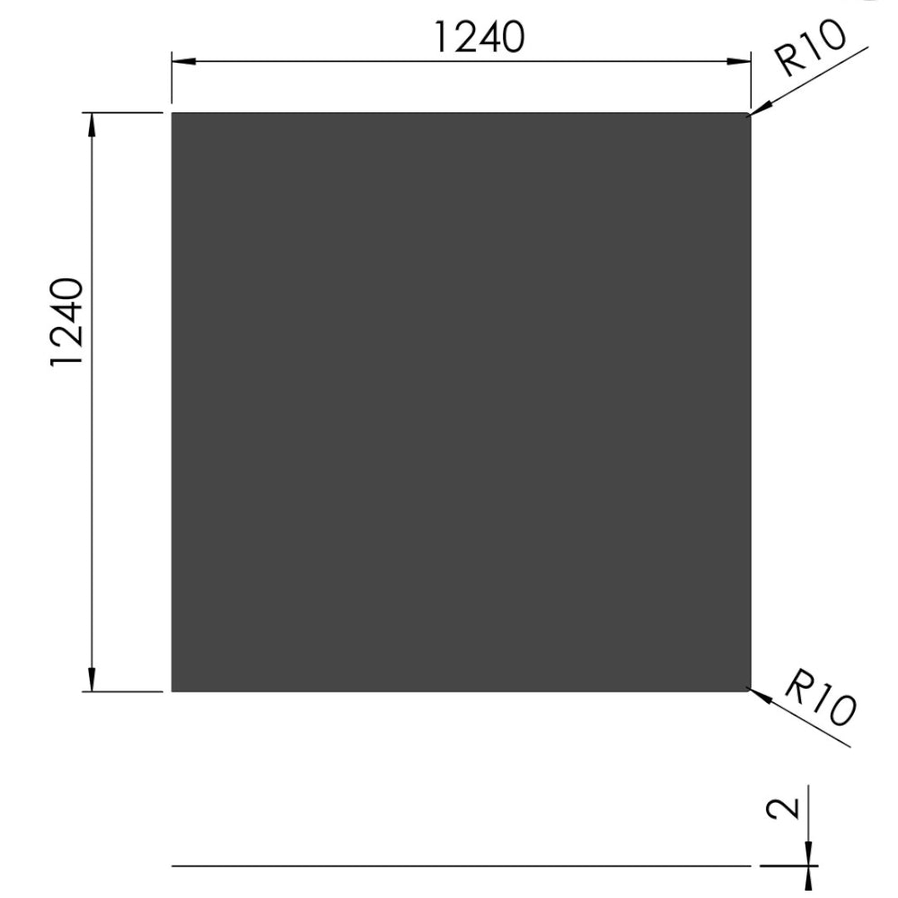TermaTech | Bodenplatte Quadrat | 1240×1240×2 mm | Stahl | Schwarz