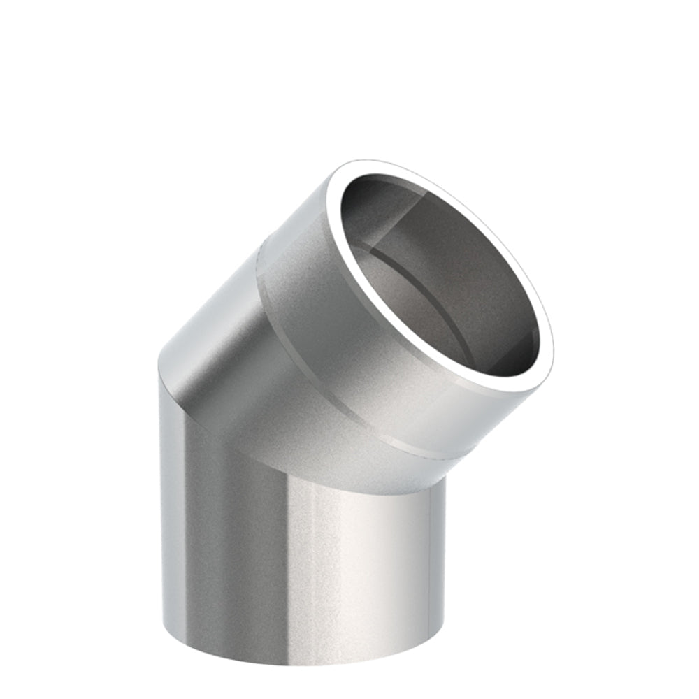 Jeremias Ofenrohr Winkel 45° ohne Tür | Ø130mm | gebürstet
