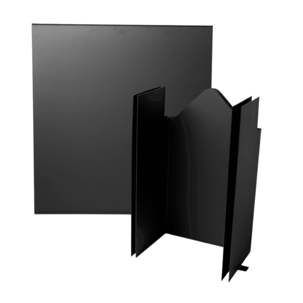 Aduro zwei Brandschutzelemente, ein viereckiges Element und zwei geformte Elemente in Schwarz für H6 Lux Hybridofen | Klimaworld.com