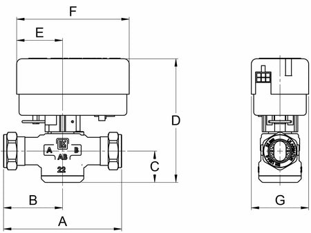 LK Armatur LK 525 inkl. Stellmotor Maßzeichnung