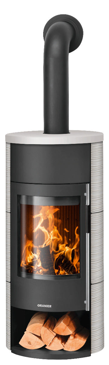 Oranier Kaminofen Polar Neo W+ Stahl Schwarz, Keramik Seidenweiß | klimaworld.com